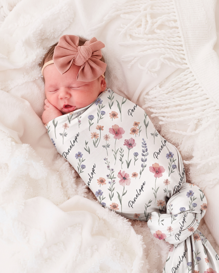 Pastel Prairie Blossom Bamboo Swaddle Blanket