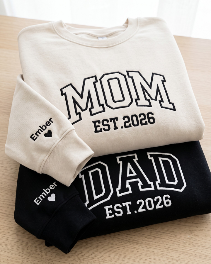 Personalized MOM Embroidered Bamboo Women Crewneck Sweatshirt