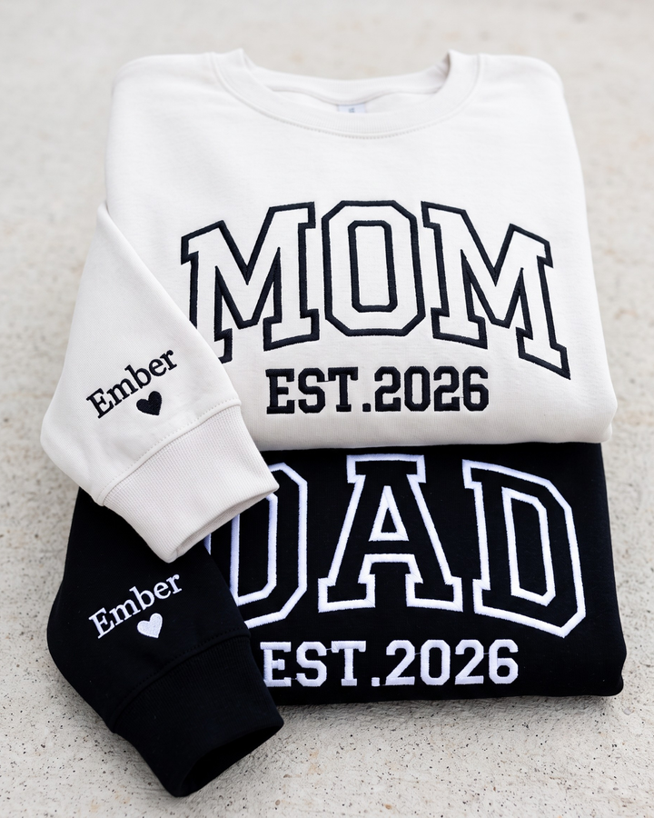 Personalized MOM Embroidered Bamboo Women Crewneck Sweatshirt