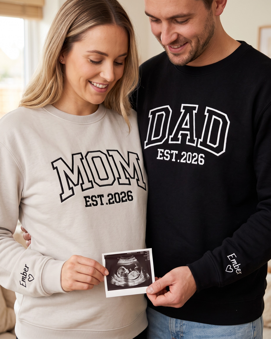 Personalized MOM Embroidered Bamboo Women Crewneck Sweatshirt
