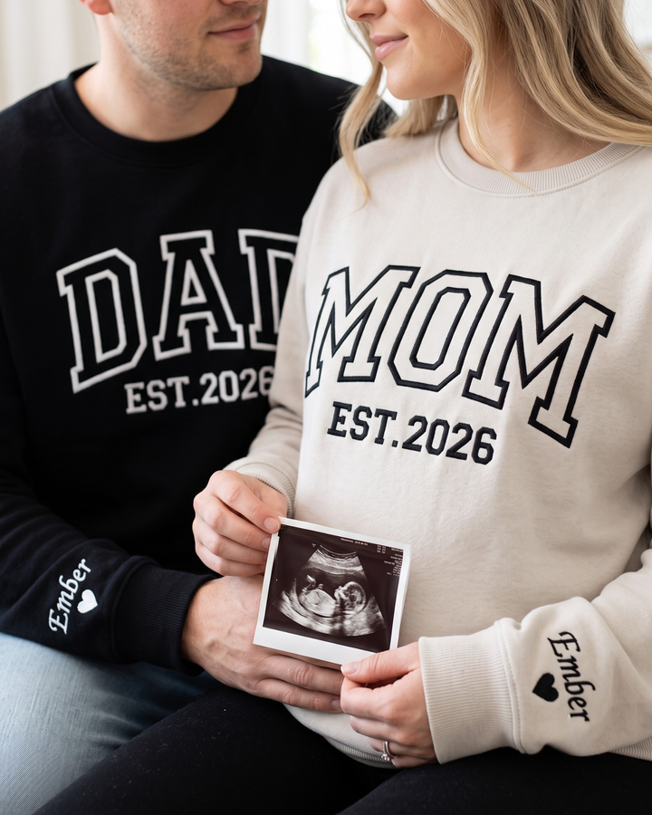 Personalized MOM Embroidered Bamboo Women Crewneck Sweatshirt