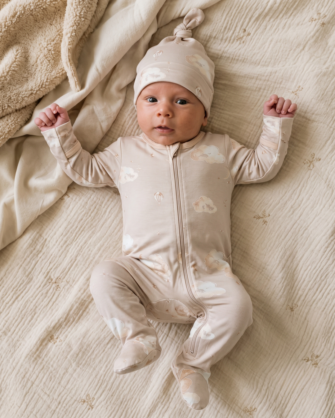 Cloudy Dreams Bamboo Zipper Footie