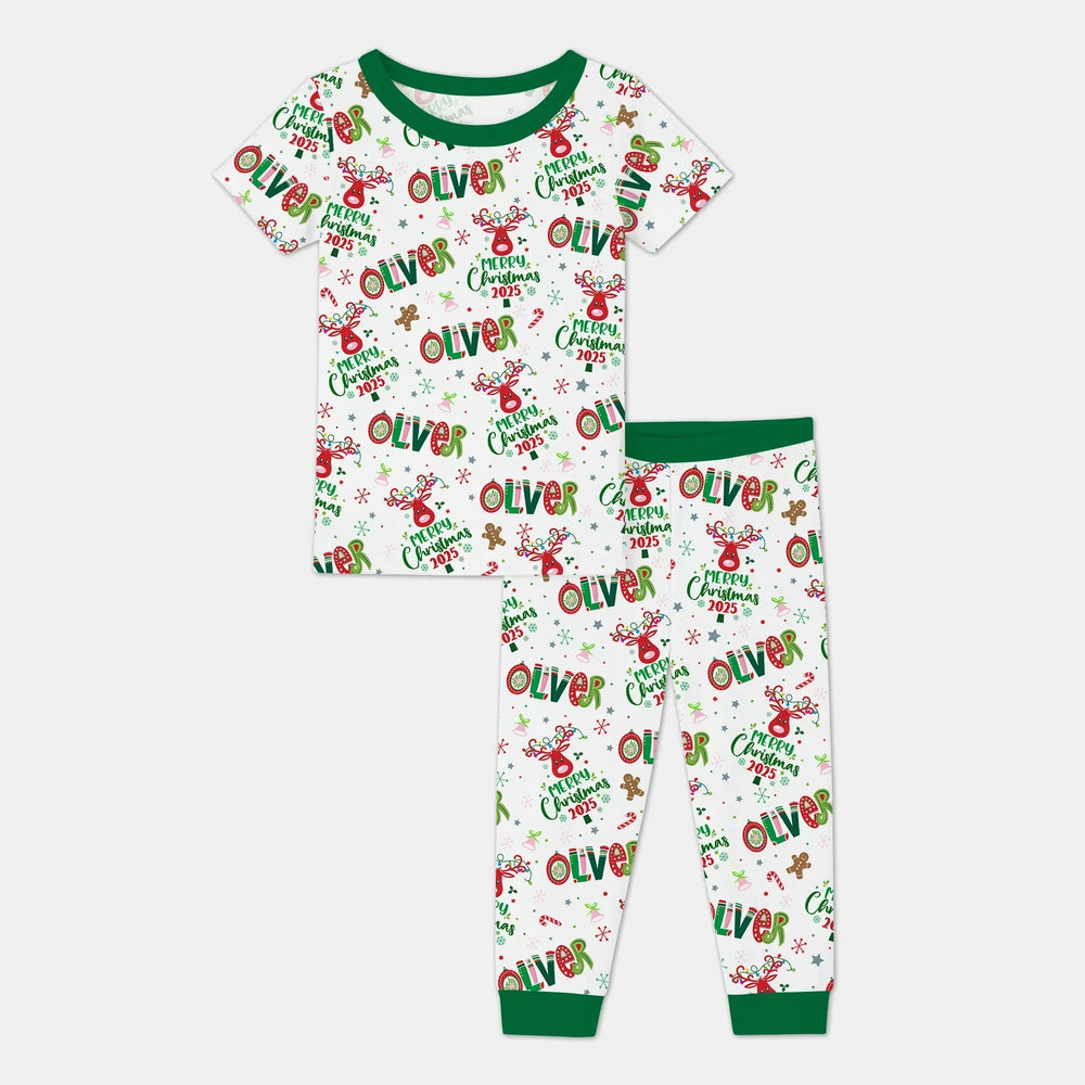 Custome Name "Whimsical Little Green" Two Piece Short Sleeve Pajama Set , Custome Name "Whimsical Little Green" Two Piece Short Sleeve Pajama Set - 12-18M