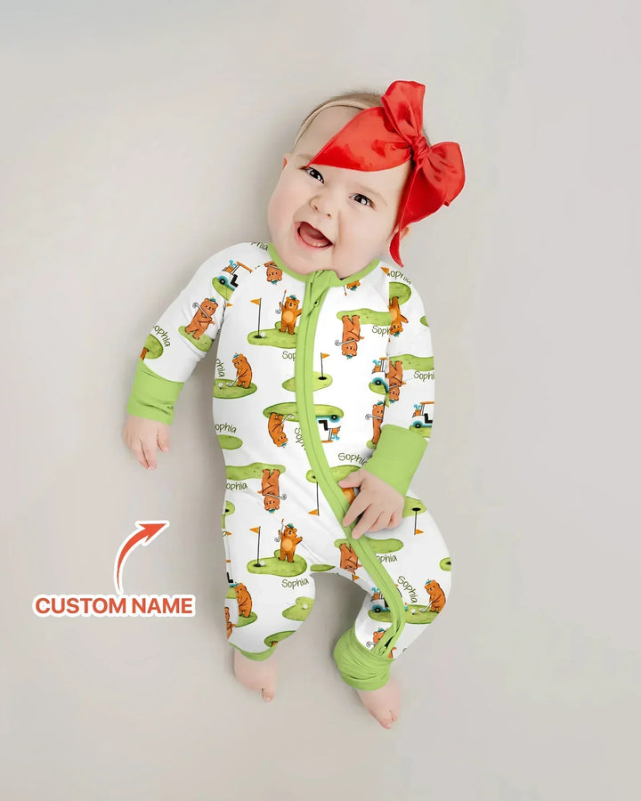 Custom Name Little Bear Golf Club Bamboo Convertible Zippy