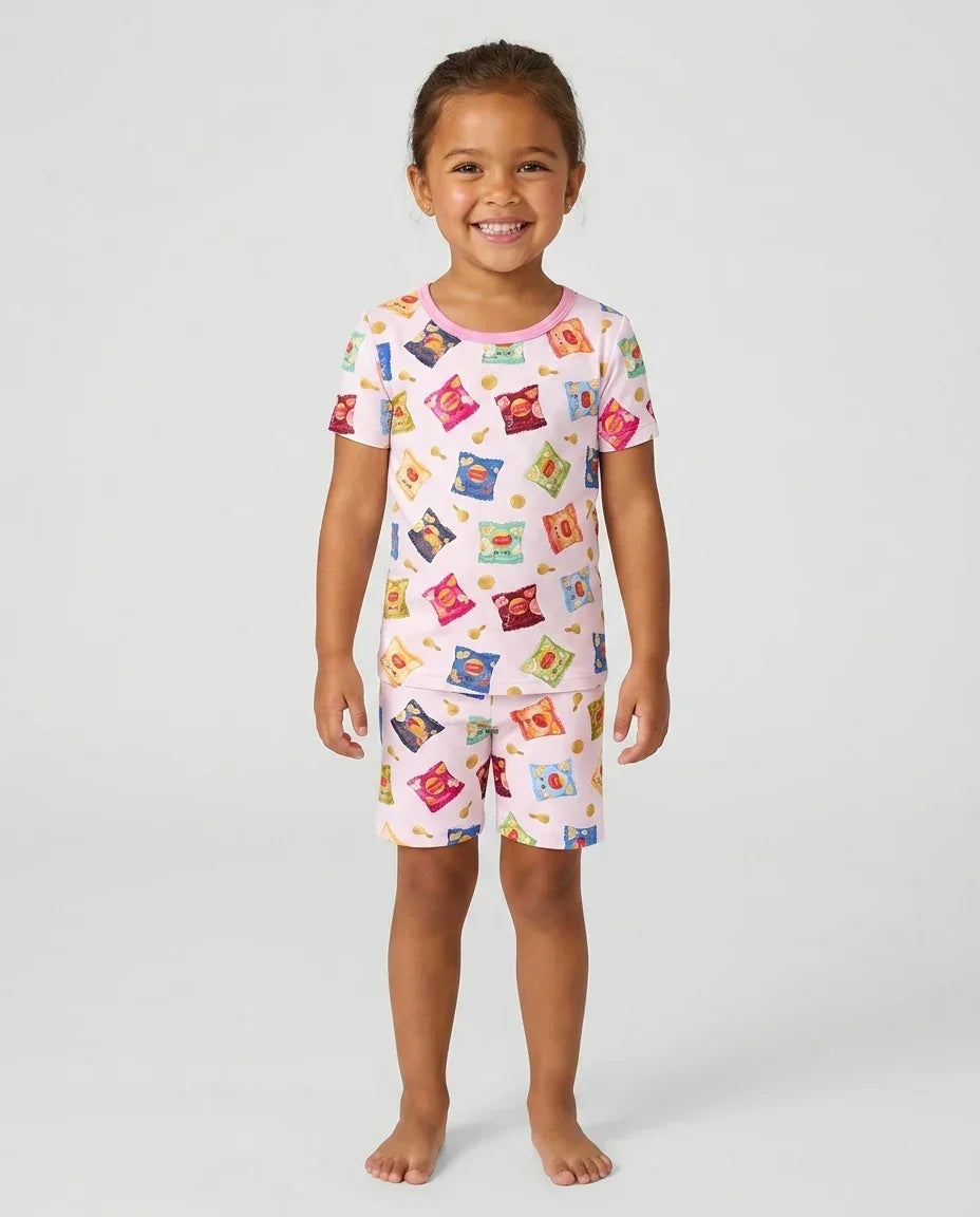 Potato Chips Bamboo Two Piece Short Sleeve Shorts Pajama Set