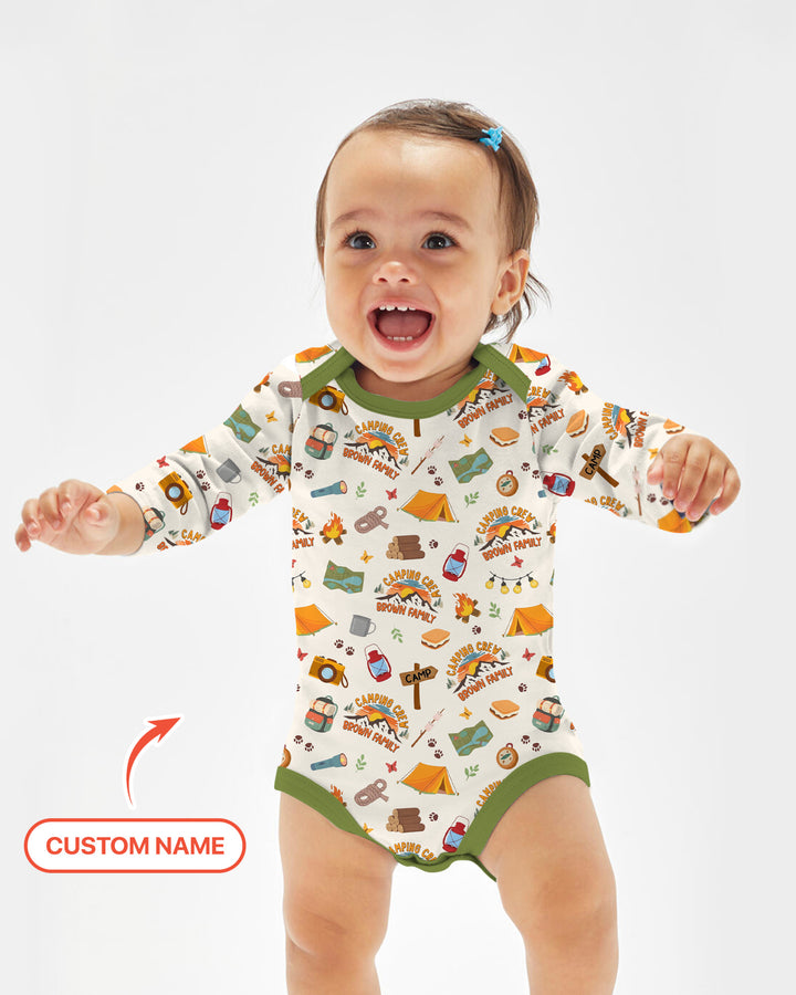 Custom Name Camping Crew Family Matching Bamboo Bodysuit