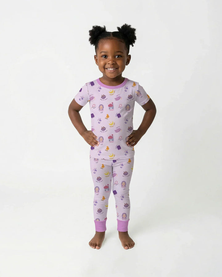 Cute Ramadhan Mubarak Bamboo Two Piece Short Sleeve Pajama Set