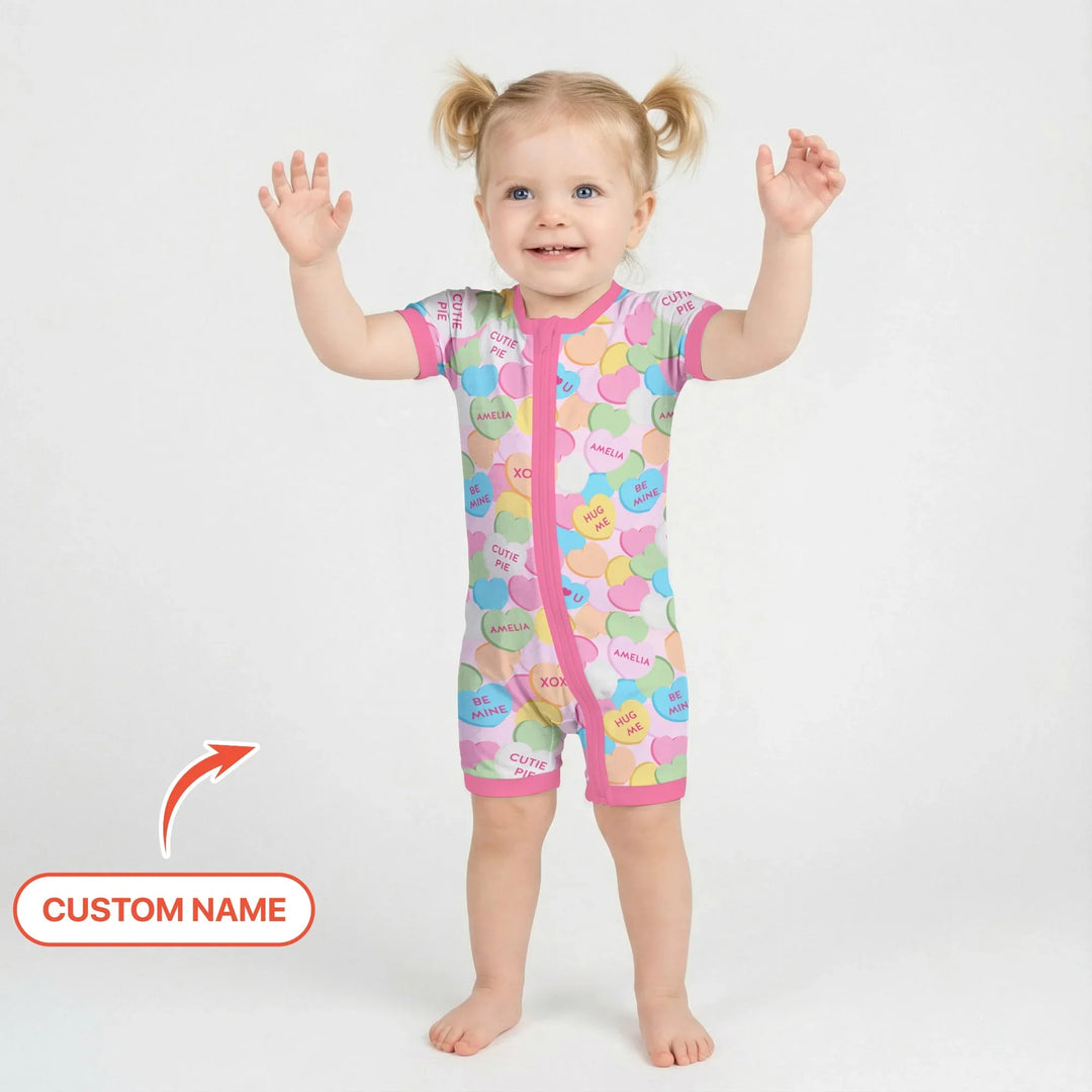 Valentine Candy Crush Family Matching Bamboo Shorty Zippy