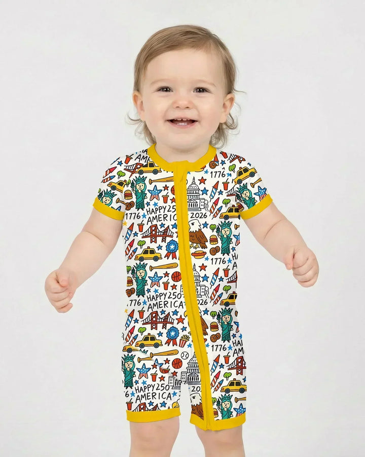 Doodle America 250th Anniversary Family Bamboo Shorty Zippy