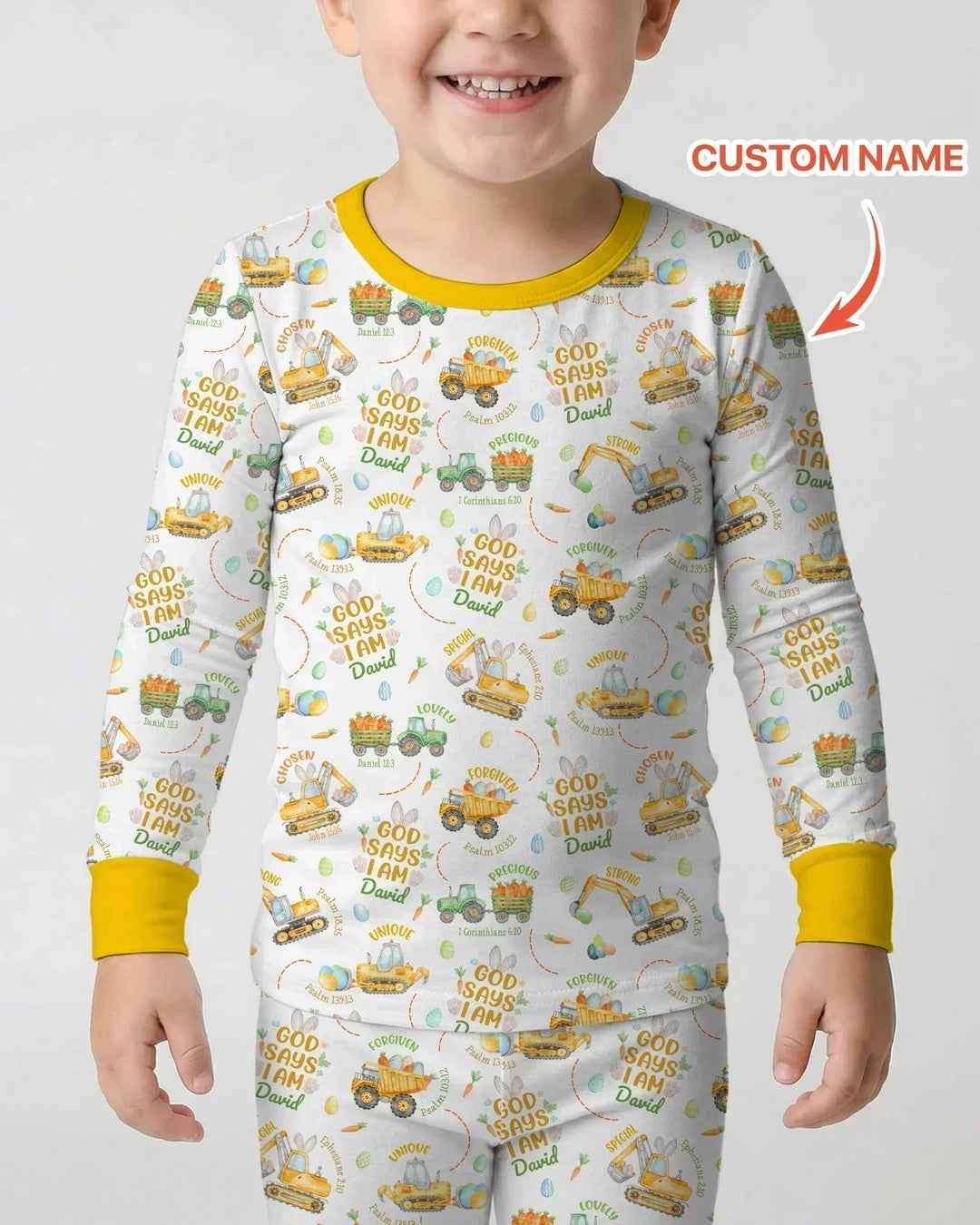 Happy Easter God Says I Am Custom Name Bamboo Two Piece Long Sleeve Pajama Set