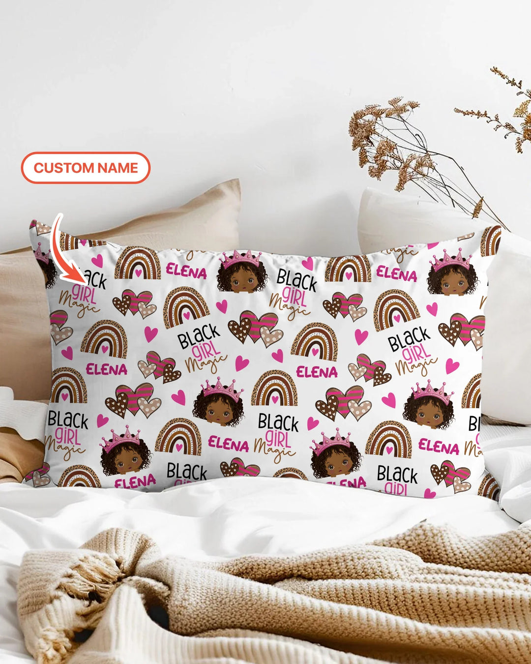 Custom Name Black Girl Magic Bamboo Pillow Case