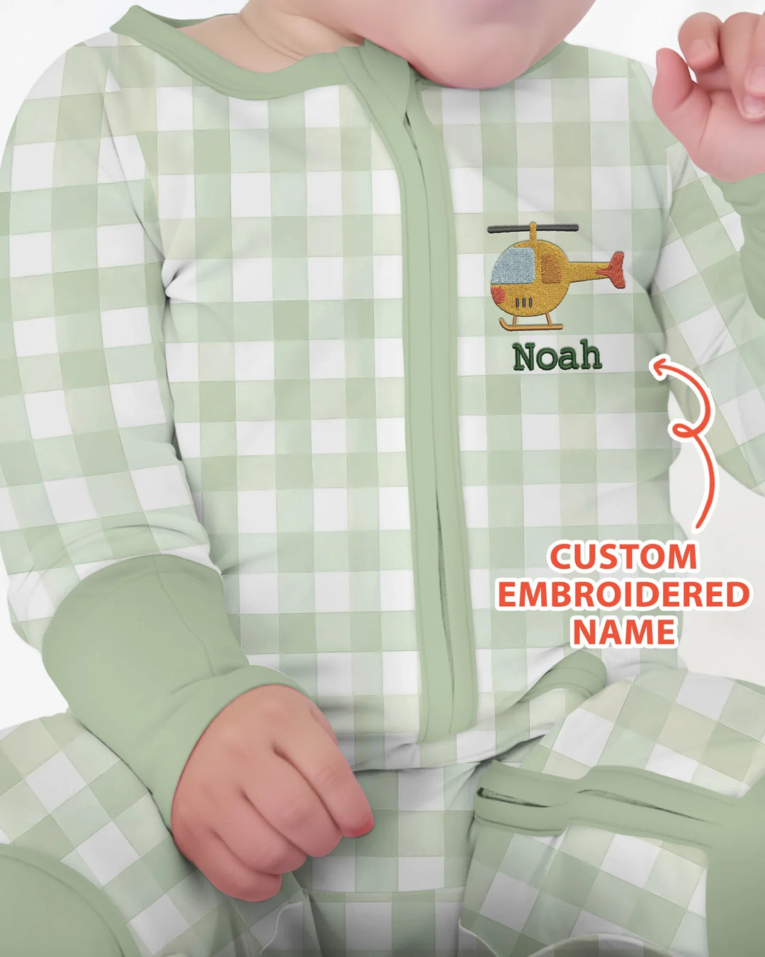 Personalized Embroidered Baby Boy Bamboo Convertible Zippy