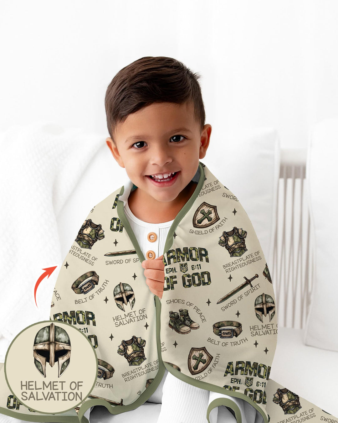 Camo Armor Of God Bamboo Blanket