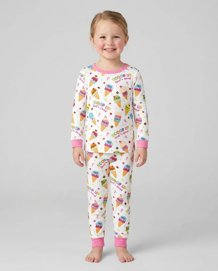 Ice Cream Summer Christian Bamboo Two Piece Long Sleeve Pajama Set