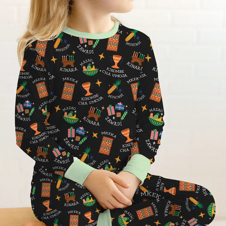 Kwanzaa Spirit Bamboo Two Piece Long Sleeve Pajama Set