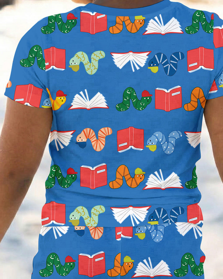 Bookworm Family Matching Bamboo Two Piece Short Sleeve Pajama Set