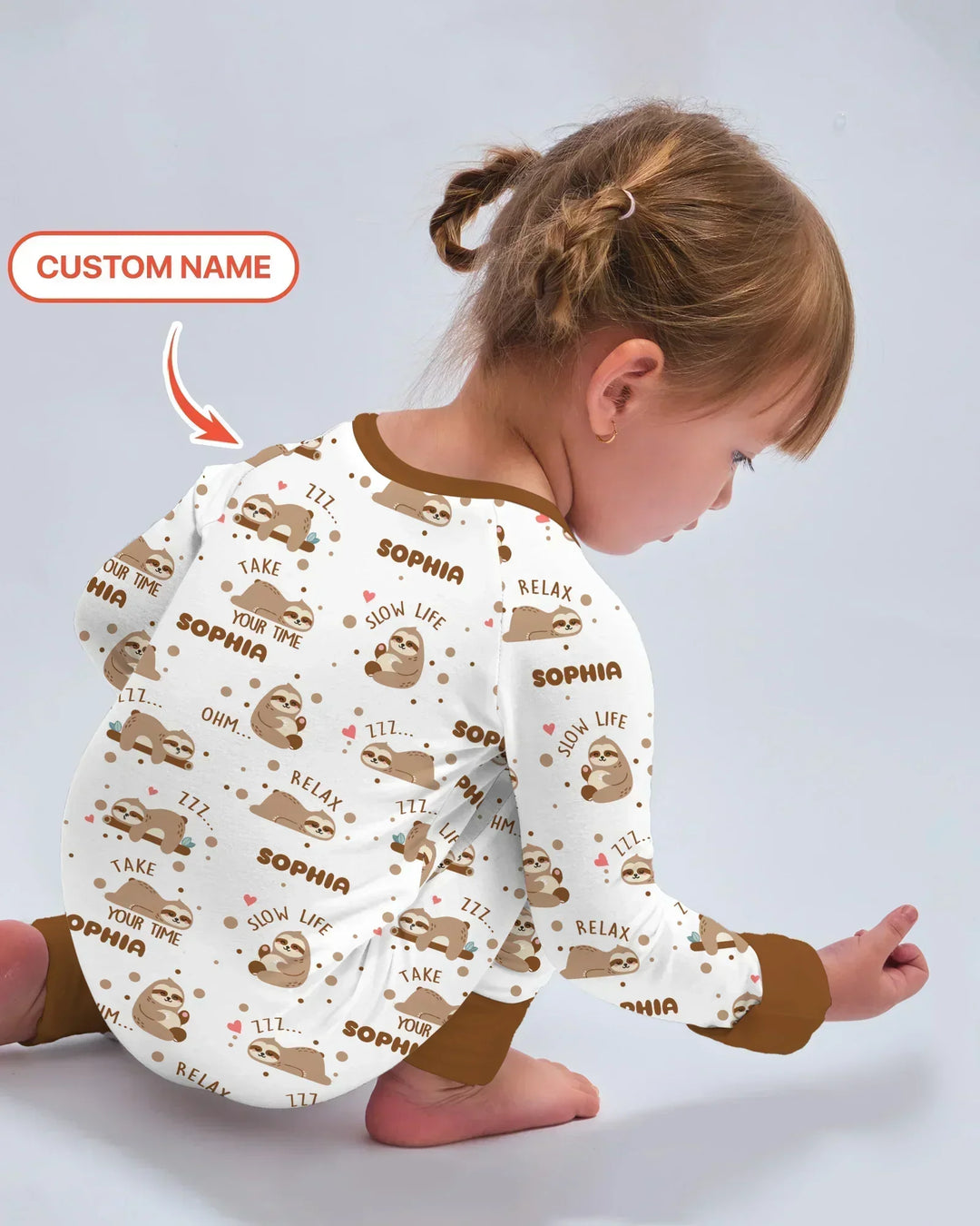Custom Name Cute Sloth Bamboo Convertible Zippy
