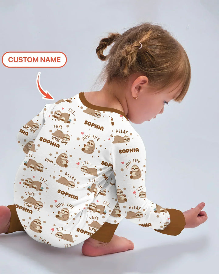 Custom Name Cute Sloth Bamboo Convertible Zippy