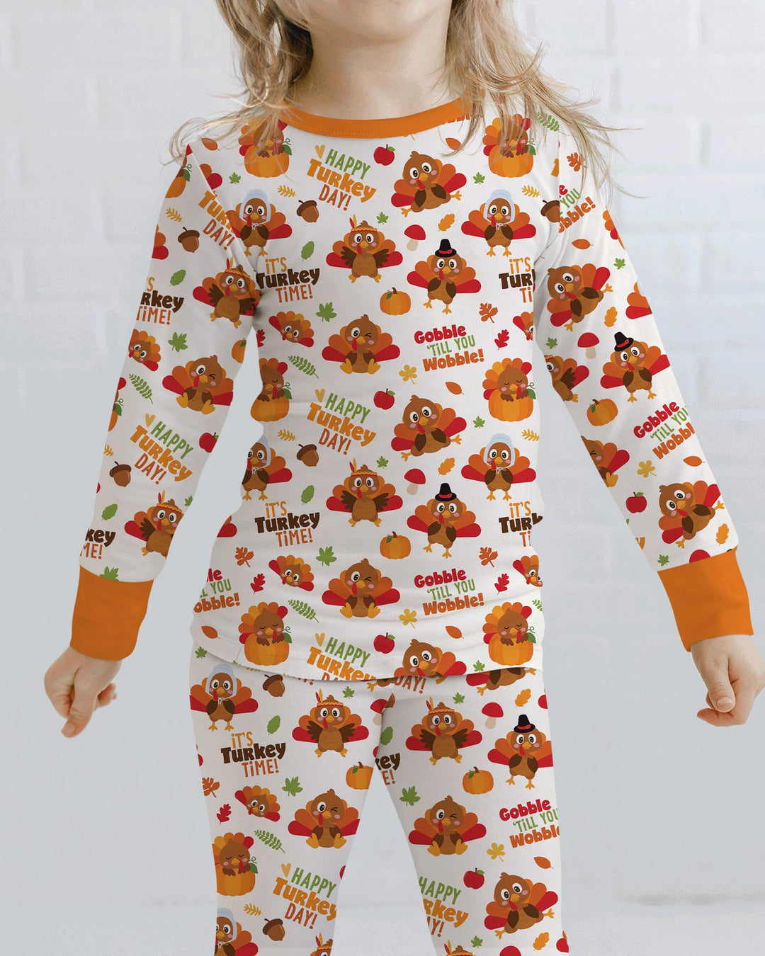Happy Turkey Day Bamboo Two Piece Long Sleeve Pajama Set