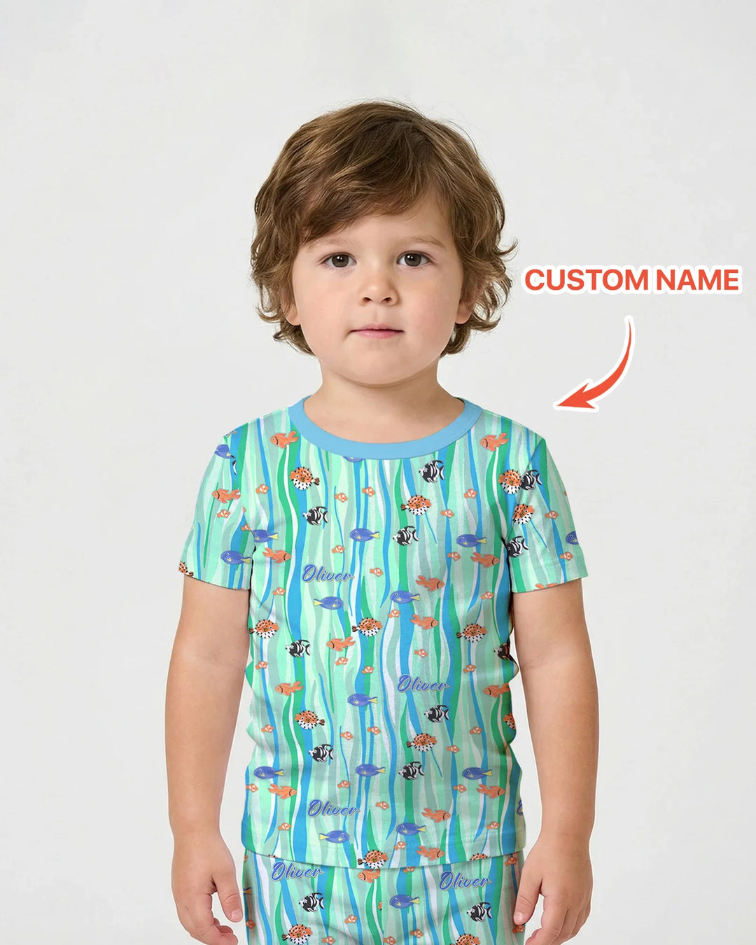 Custom Name Summer Beach Bamboo Two Piece Short Sleeve Shorts Pajama Set