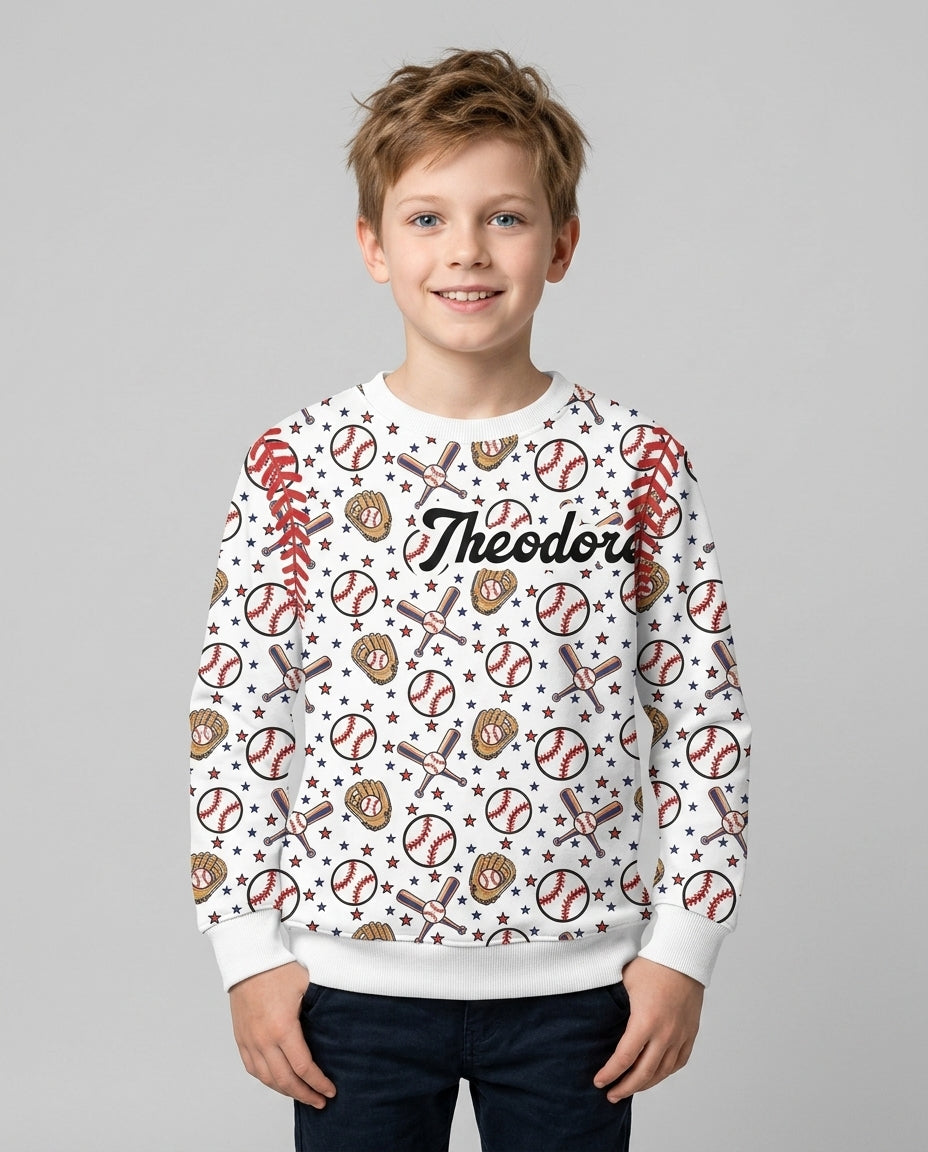 All-Star Baseball Custom Name Bamboo Crewneck Sweatshirt