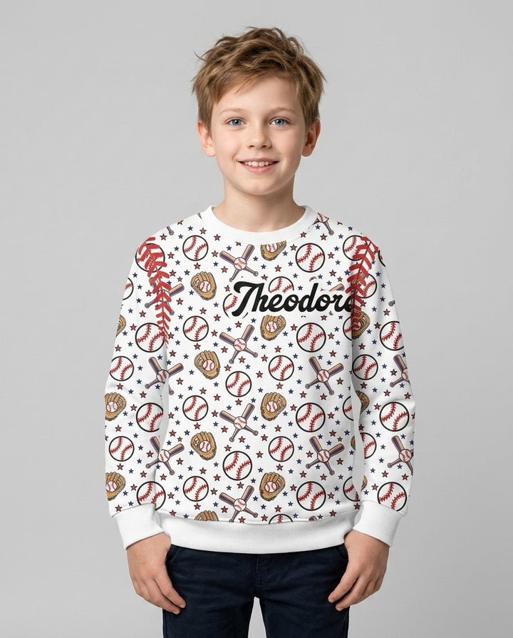 All-Star Baseball Custom Name Bamboo Crewneck Sweatshirt