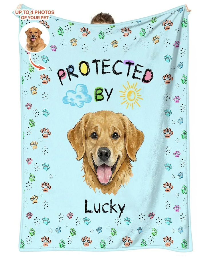Custom Photo Crayon "Protected By" Bamboo Blanket