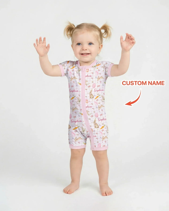 Custom Name Bunny Garden Bamboo Shorty Zippy