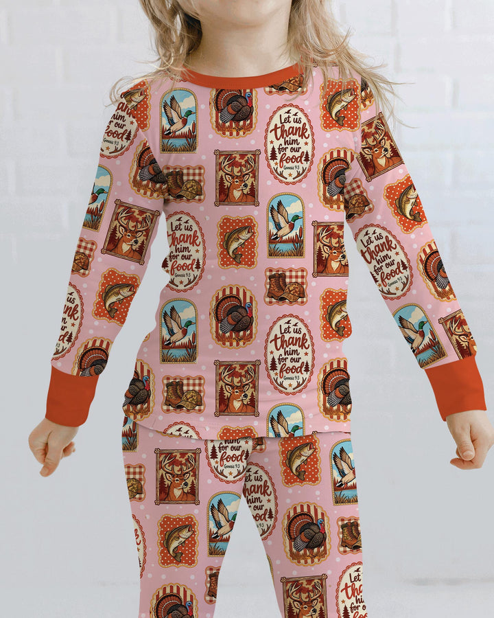 Hunting Let Us Thank Him For Our Food Bamboo Two Piece Long Sleeve Pajama Set