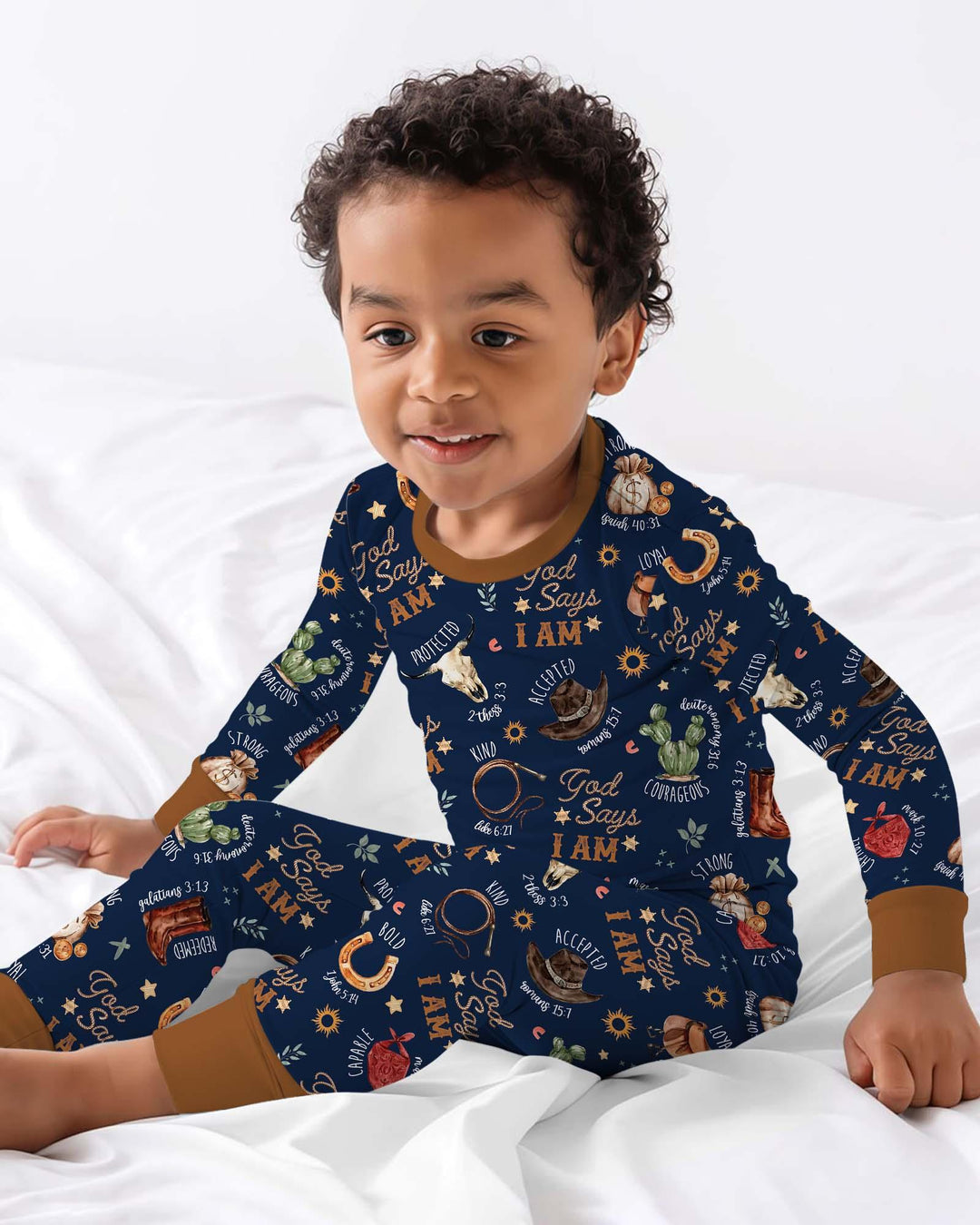 God Says I Am Western Faith Bamboo Two Piece Long Sleeve Pajama Set