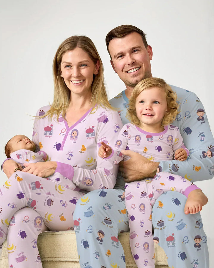 Cute Ramadhan Mubarak Bamboo Two Piece Short Sleeve Pajama Set