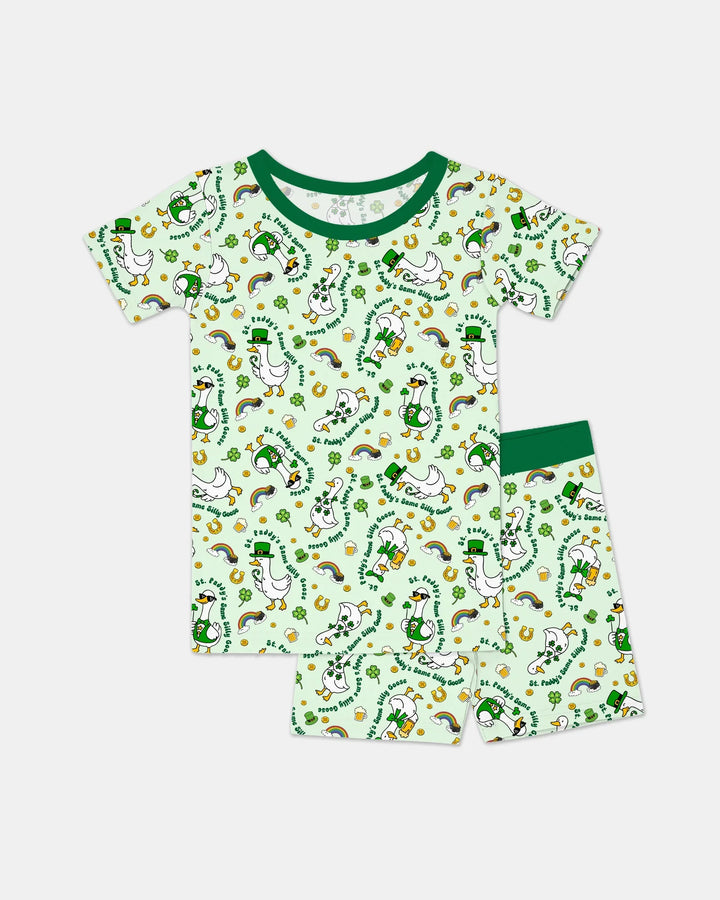 St. Patrick's Day Silly Goose Bamboo Two Piece Short Sleeve Shorts Pajama Set