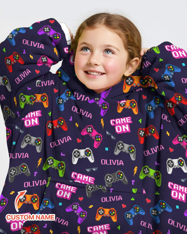 Custom Name Game On Family Matching Bamboo Blanket Hoodie