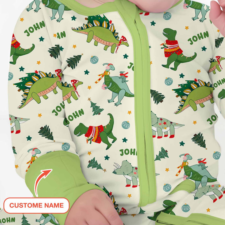 Custom Name Dinosaurs Christmas Tree Bamboo Convertible Zippy
