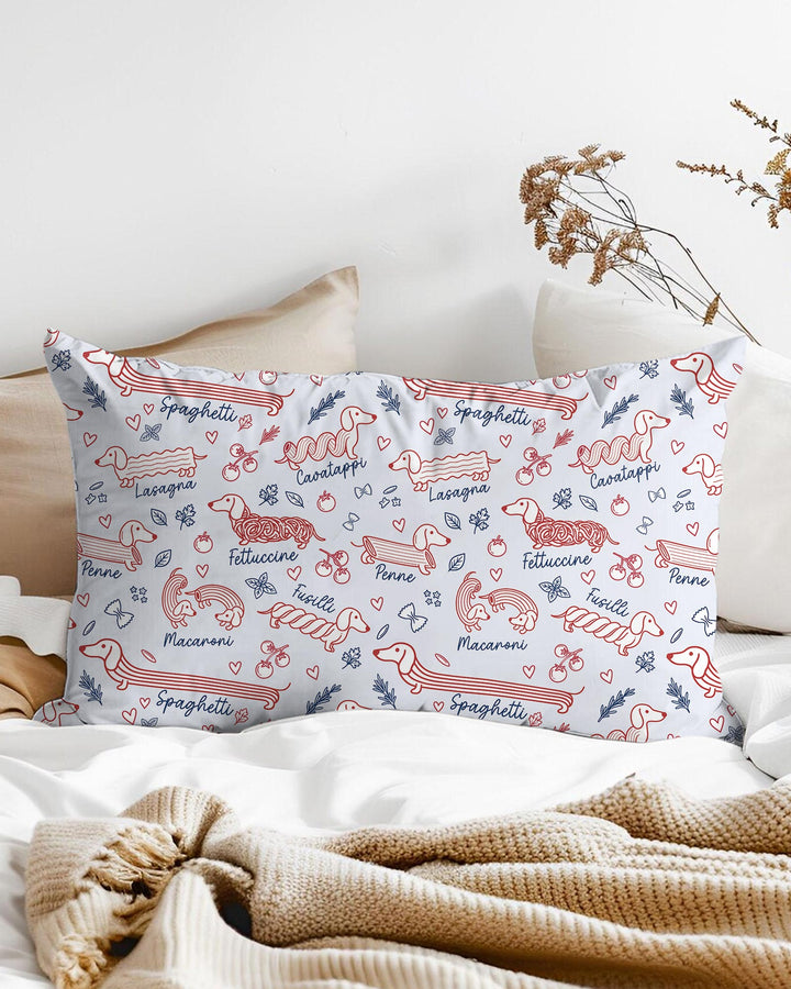 Funny Dachshund Pasta Pups Bamboo Pillow Case