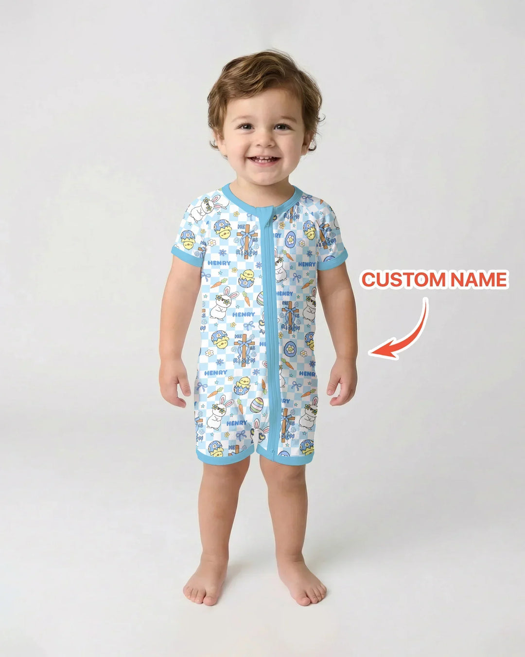 Custom Name Retro Easter Bamboo Shorty Zippy