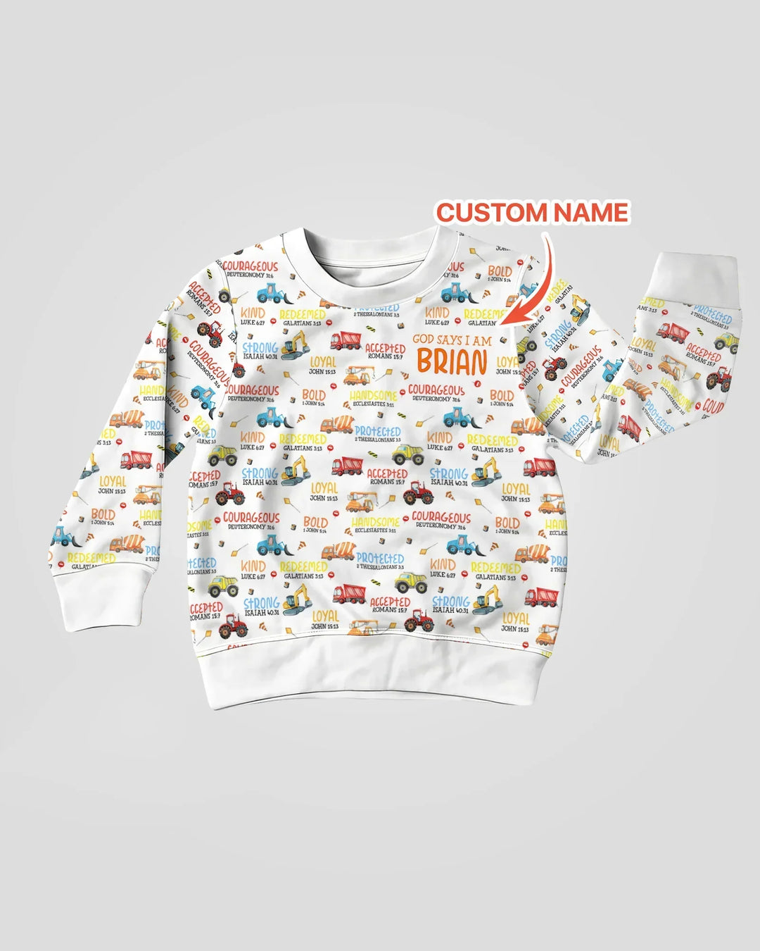 Personalized God Says I Am Little Builder Bamboo Crewneck Sweatshirt