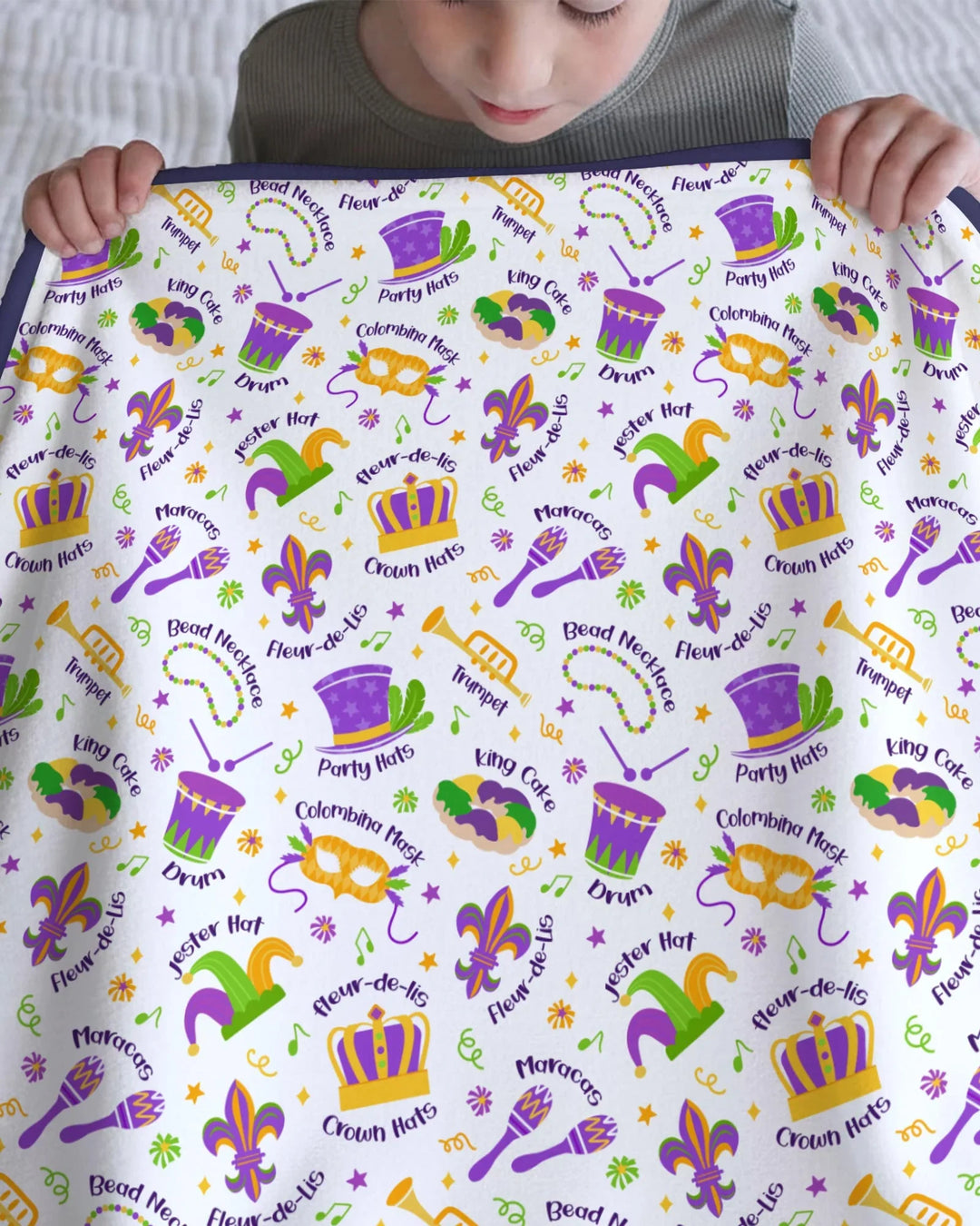 Mardi Gras Family Matching Toddler Bamboo Blanket