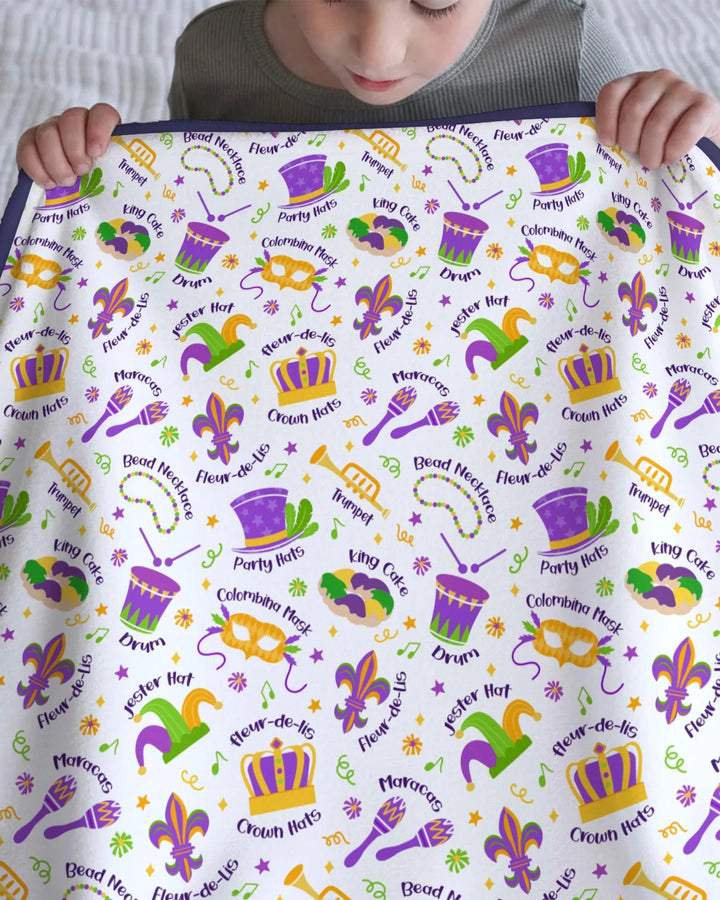 Mardi Gras Family Matching Toddler Bamboo Blanket