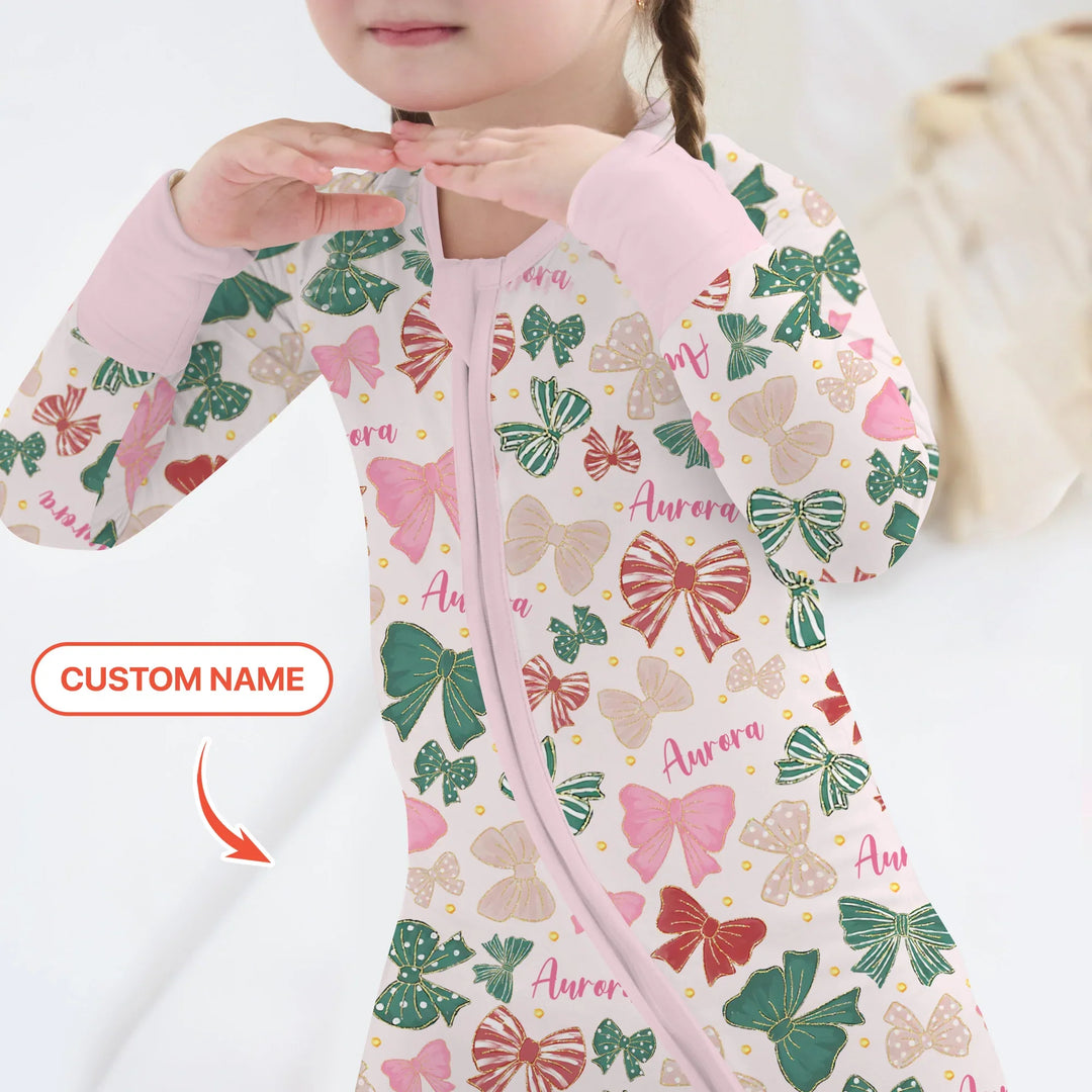 Custom Name Preppy Coquette Bows Bamboo Convertible Zippy