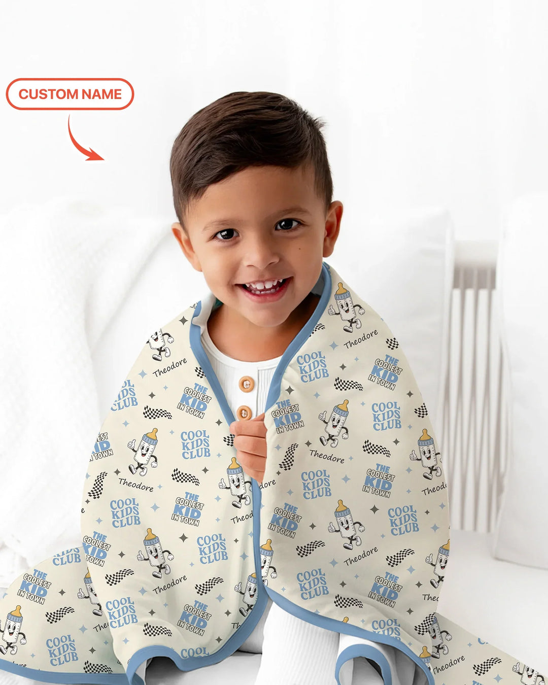 Custom Name Cool Club Daddy & Me Matching Bamboo Blanket