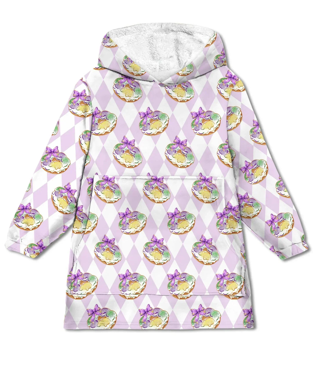 Mardi Gras Donut Wearable Bamboo Blanket Hoodie