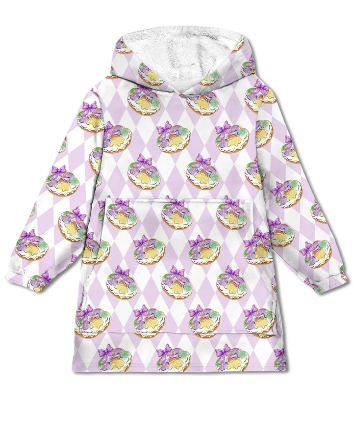 Mardi Gras Donut Wearable Bamboo Blanket Hoodie