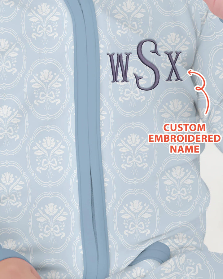 Personalized Floral Embroidered Baby Bamboo Convertible Zippy