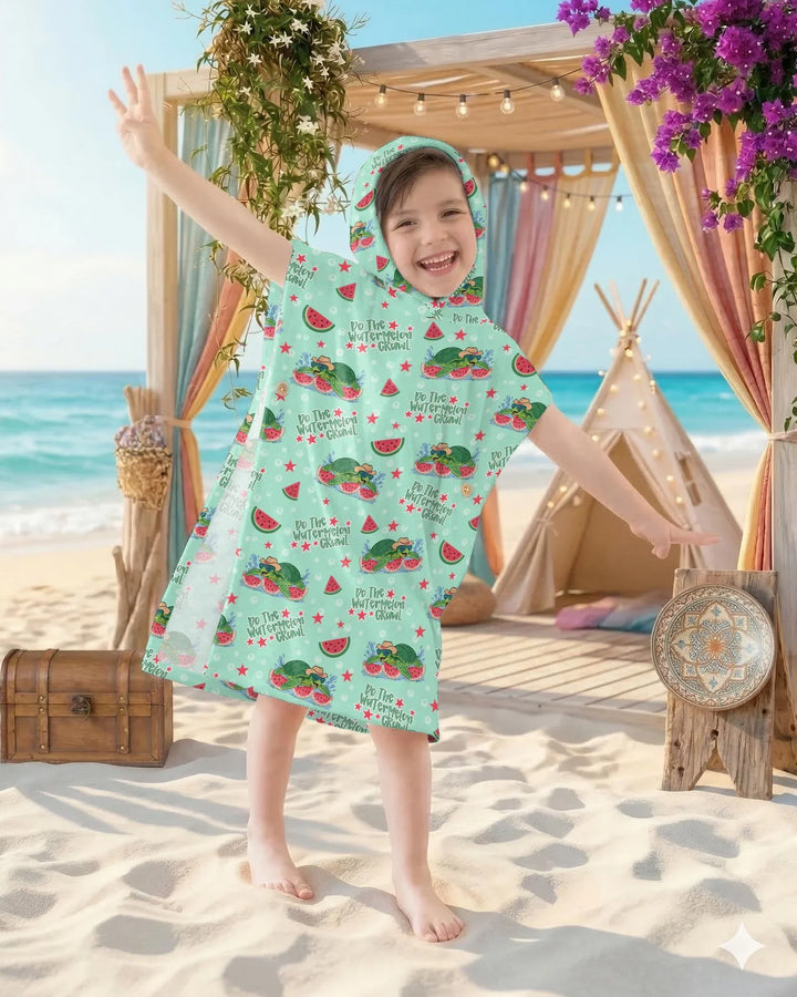 Watermelon Turtle Family Matching Bamboo Swim Poncho