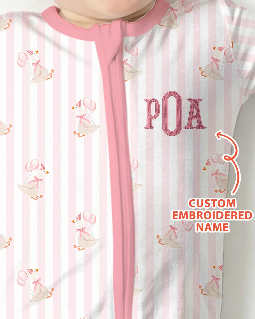Custom Name Embroidered Birthday Girl  Bamboo Convertible Zippy