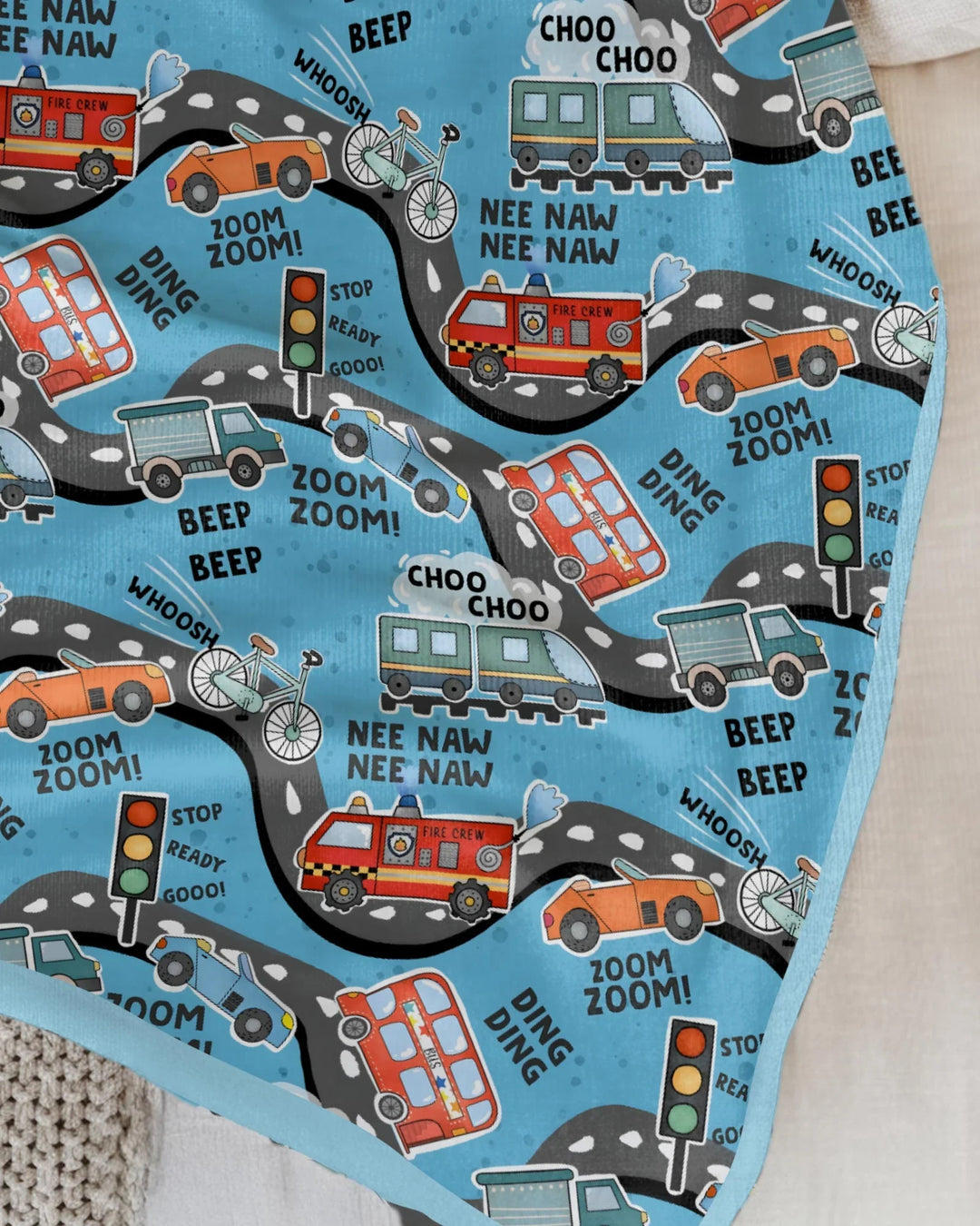 Zoom Zoom Beep Beep Bamboo Blanket