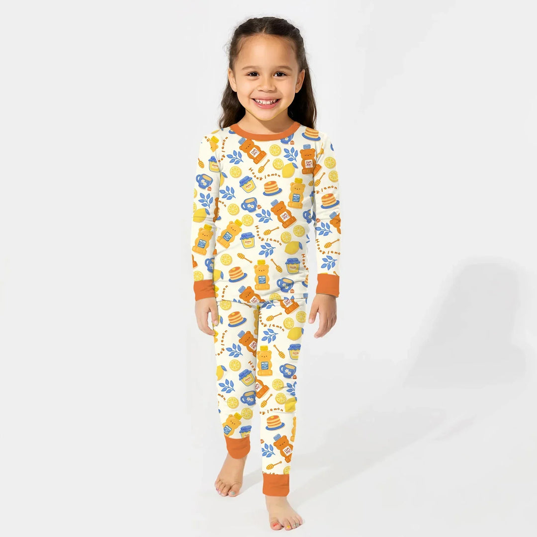 Honey Bear Bottle Bamboo Two Piece Long Sleeve Pajama Set