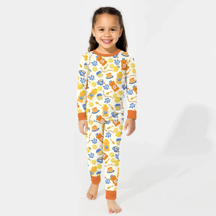 Honey Bear Bottle Bamboo Two Piece Long Sleeve Pajama Set