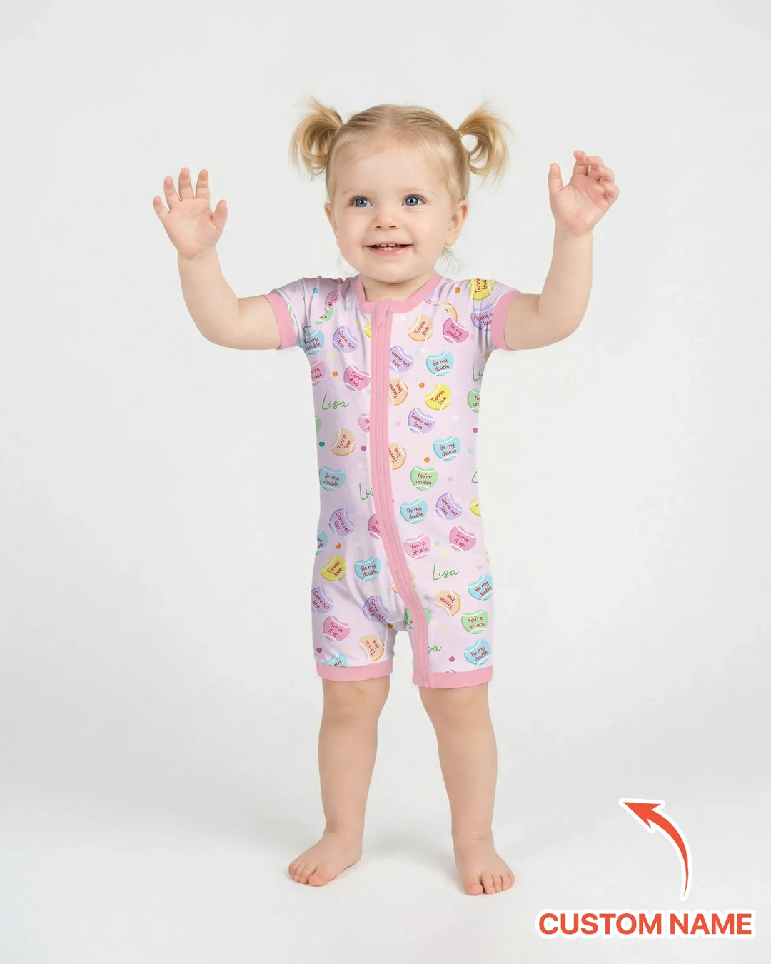 Custom Name Tennis Candy Hearts Bamboo Shorty Zippy